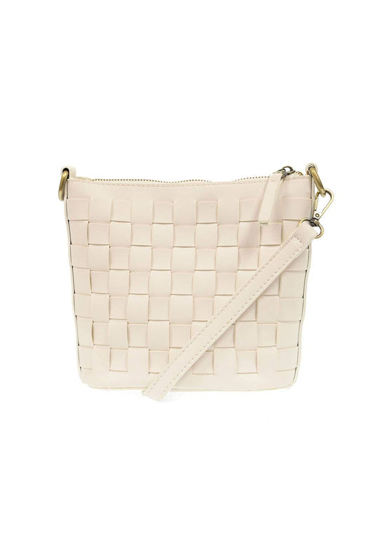 Maci (White) Woven Crossbody Bag