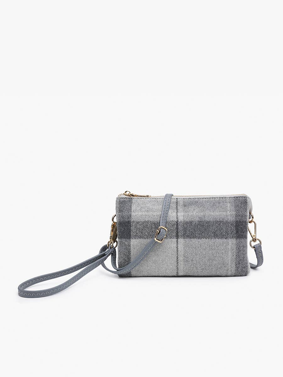 Riley (Grey) Plaid Crossbody/Wristlet