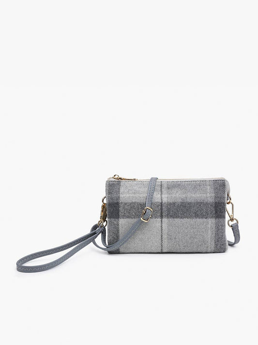 Riley (Grey) Plaid Crossbody/Wristlet