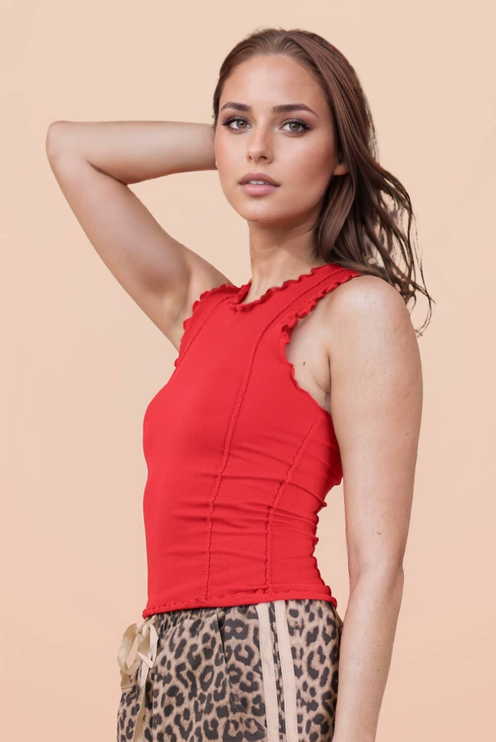 Made for You (Red) Lettuce Hem Tank