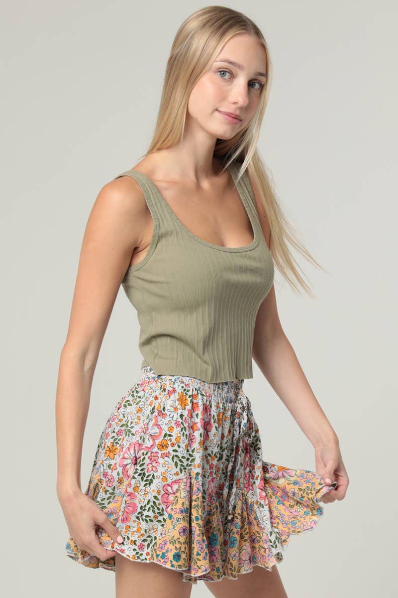 Sun Kissed Boho Floral Mix Ruffled Shorts