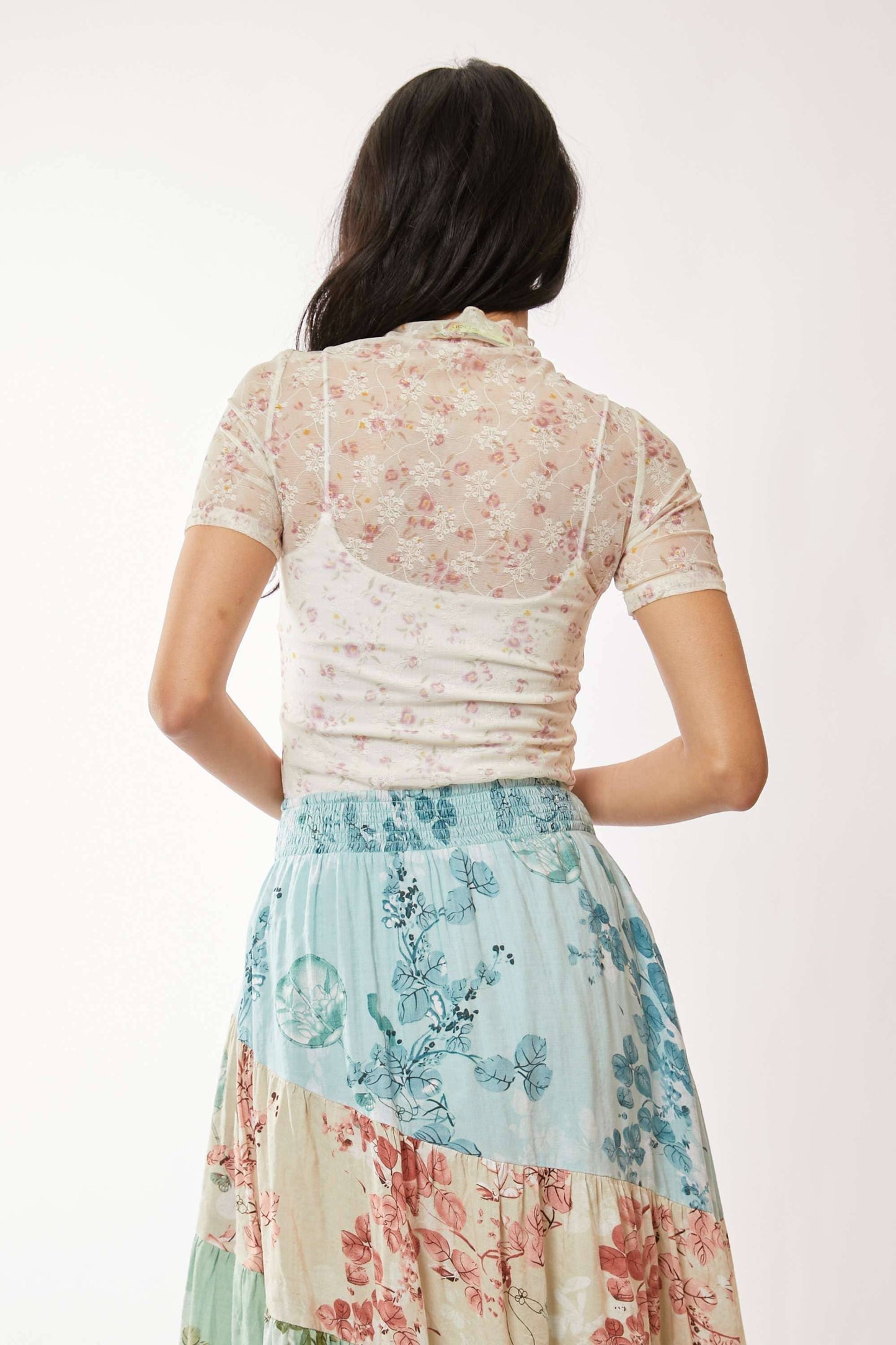 Garden Party (Pink) SS Floral Mesh Top