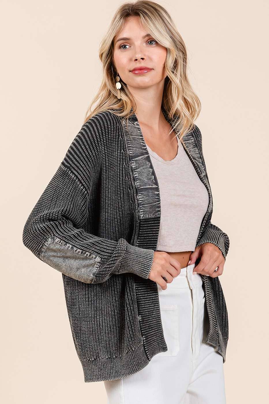 Miles Away (Black) Mineral Wash Cardigan