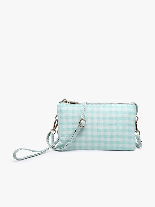 Riley Gingham Crossbody/Wristlet: Mint