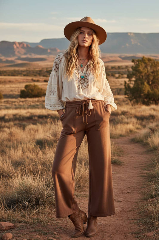 Elevated Look (Brown) Wide Leg Pant
