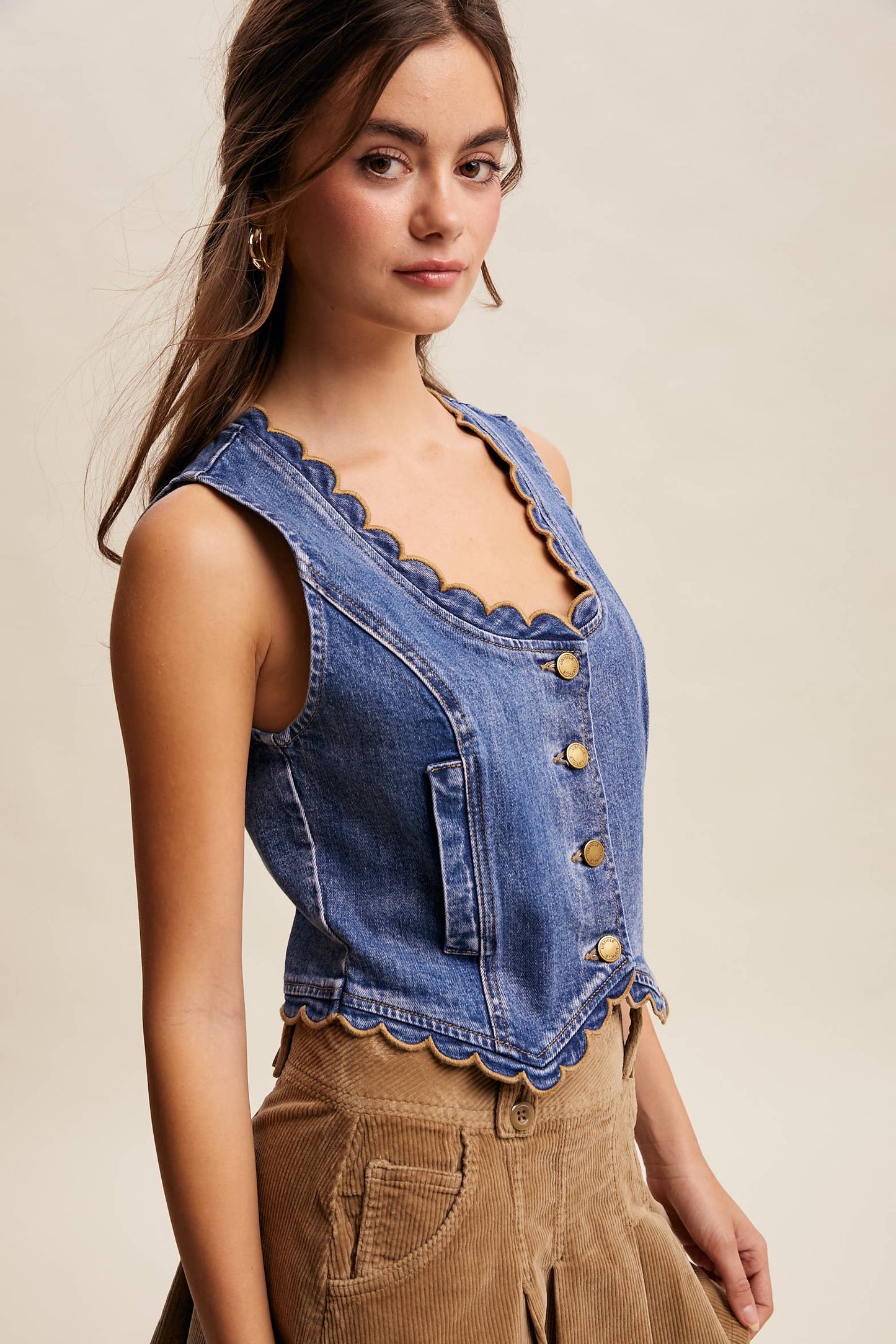 She’s From Texas Scallop Denim Vest