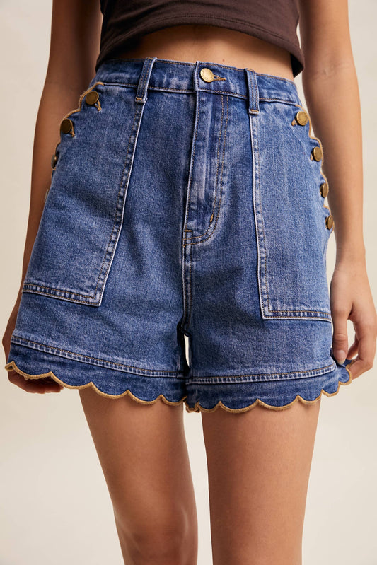 She’s From Texas Scallop Denim Shorts