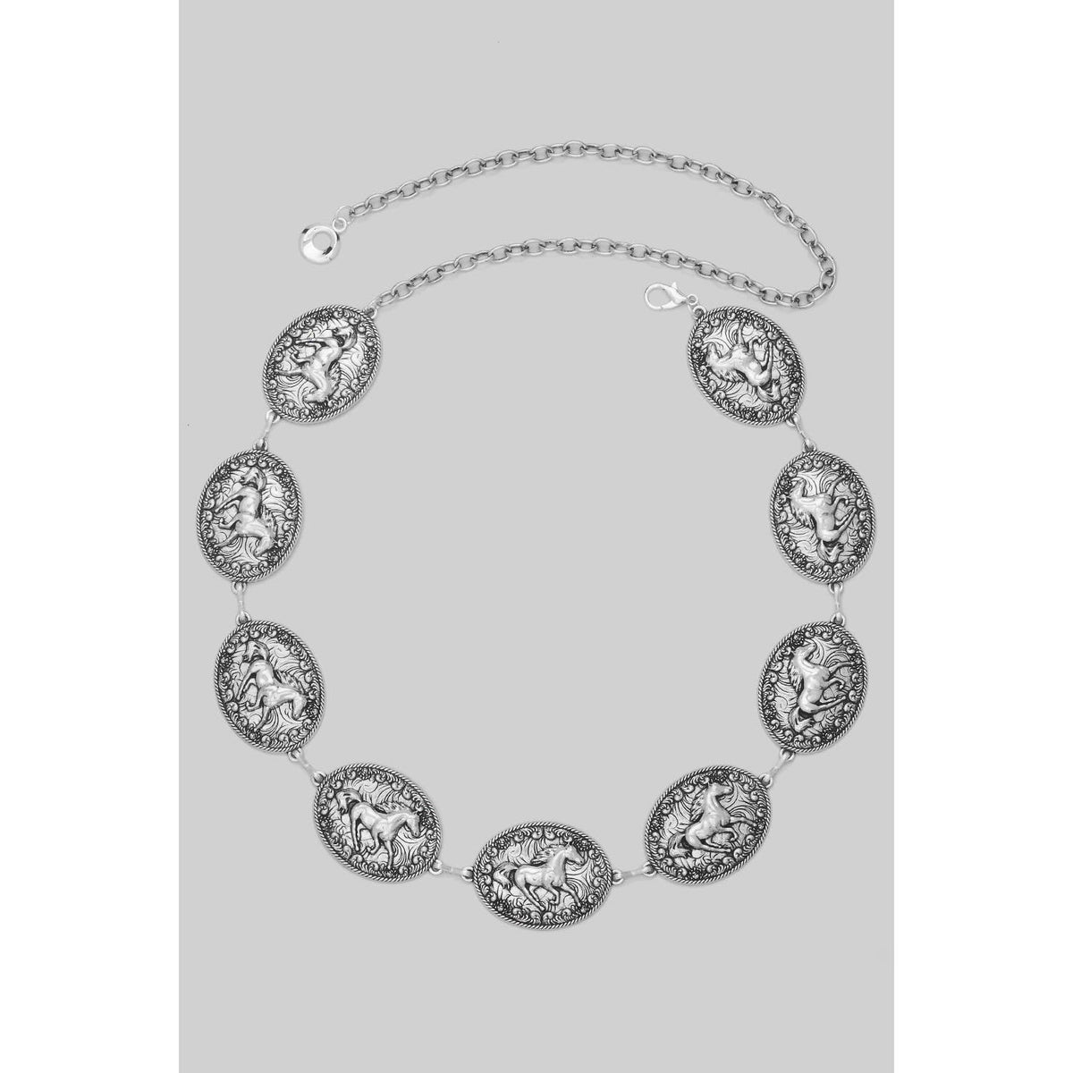 Silver Horse Medallion Chain Belt