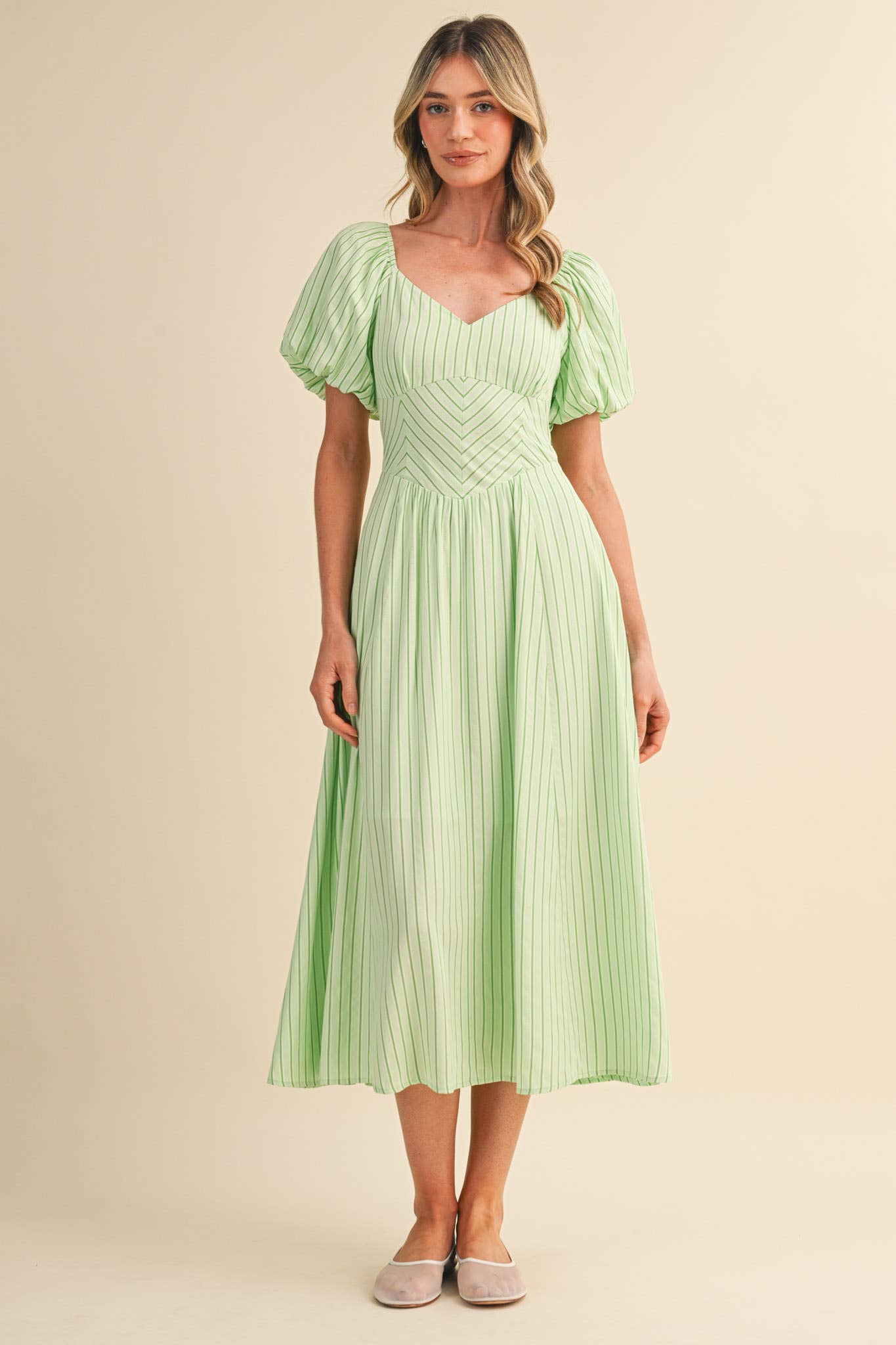 Simply Smitten (Mint) Striped Midi Dress