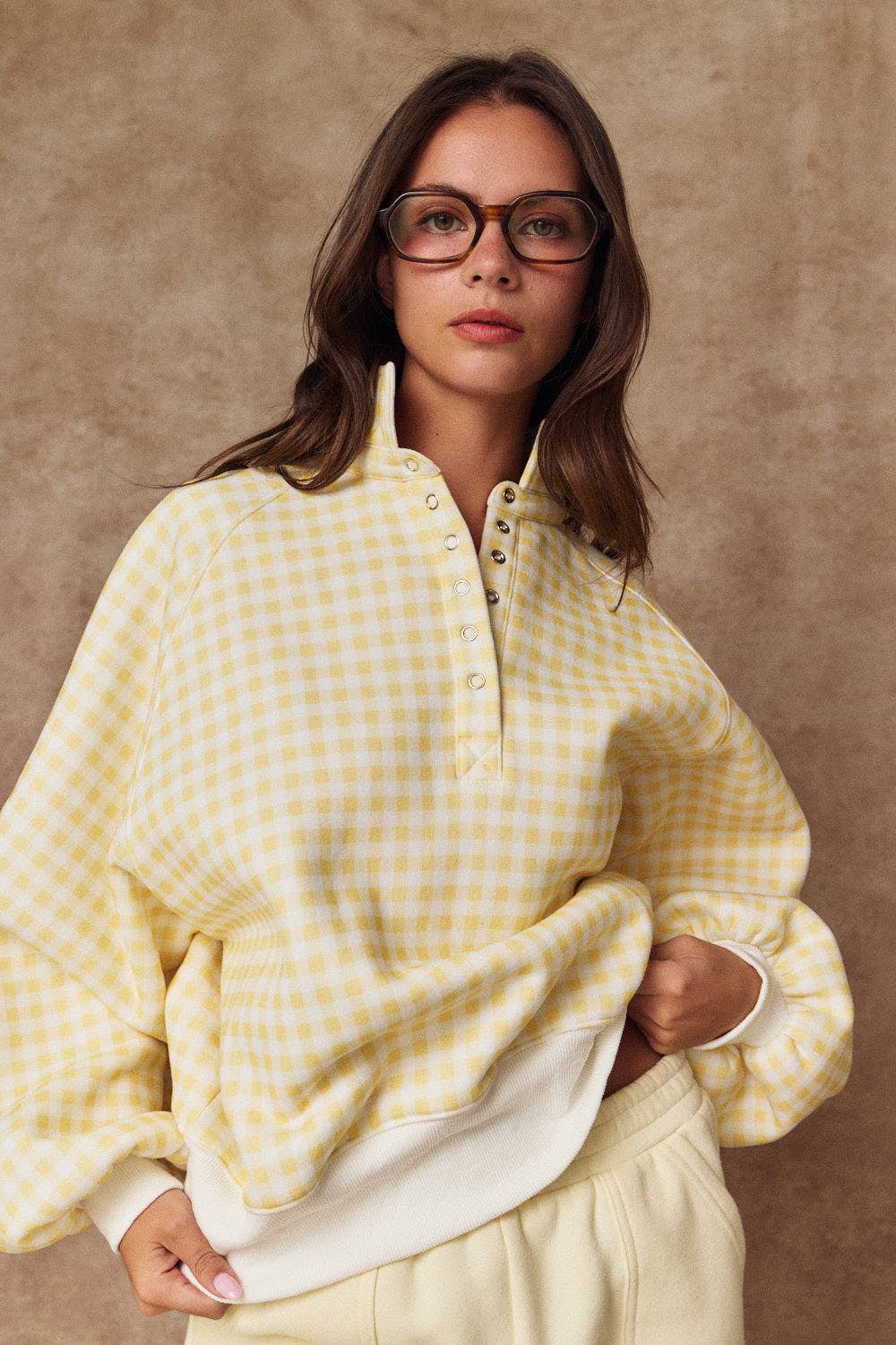 Checked In (Ylw) Gingham Check Pullover