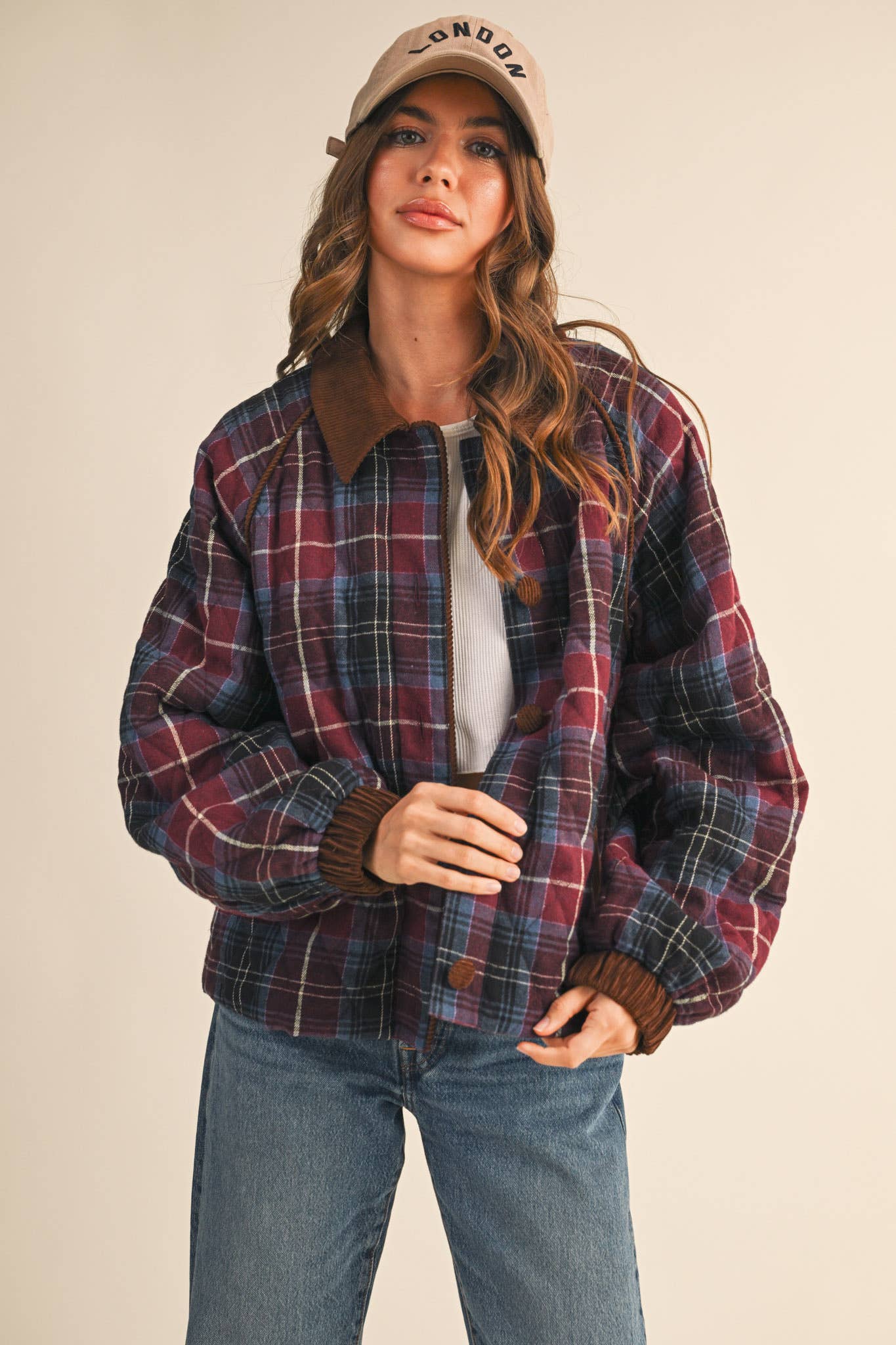 Mountain Mama (Wine) Plaid Quilted Jacket