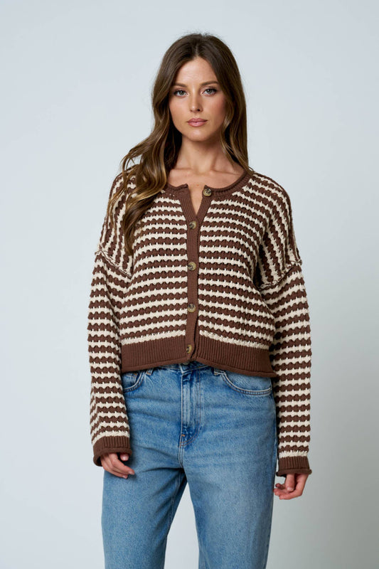 Crossing Paths (Brown) Stripe Cardigan