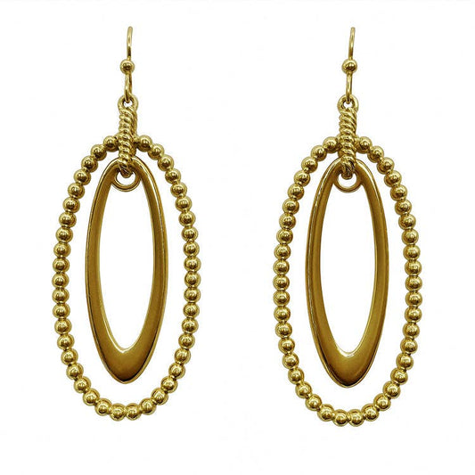 Gold Oval Textured 1.5" Earrings
