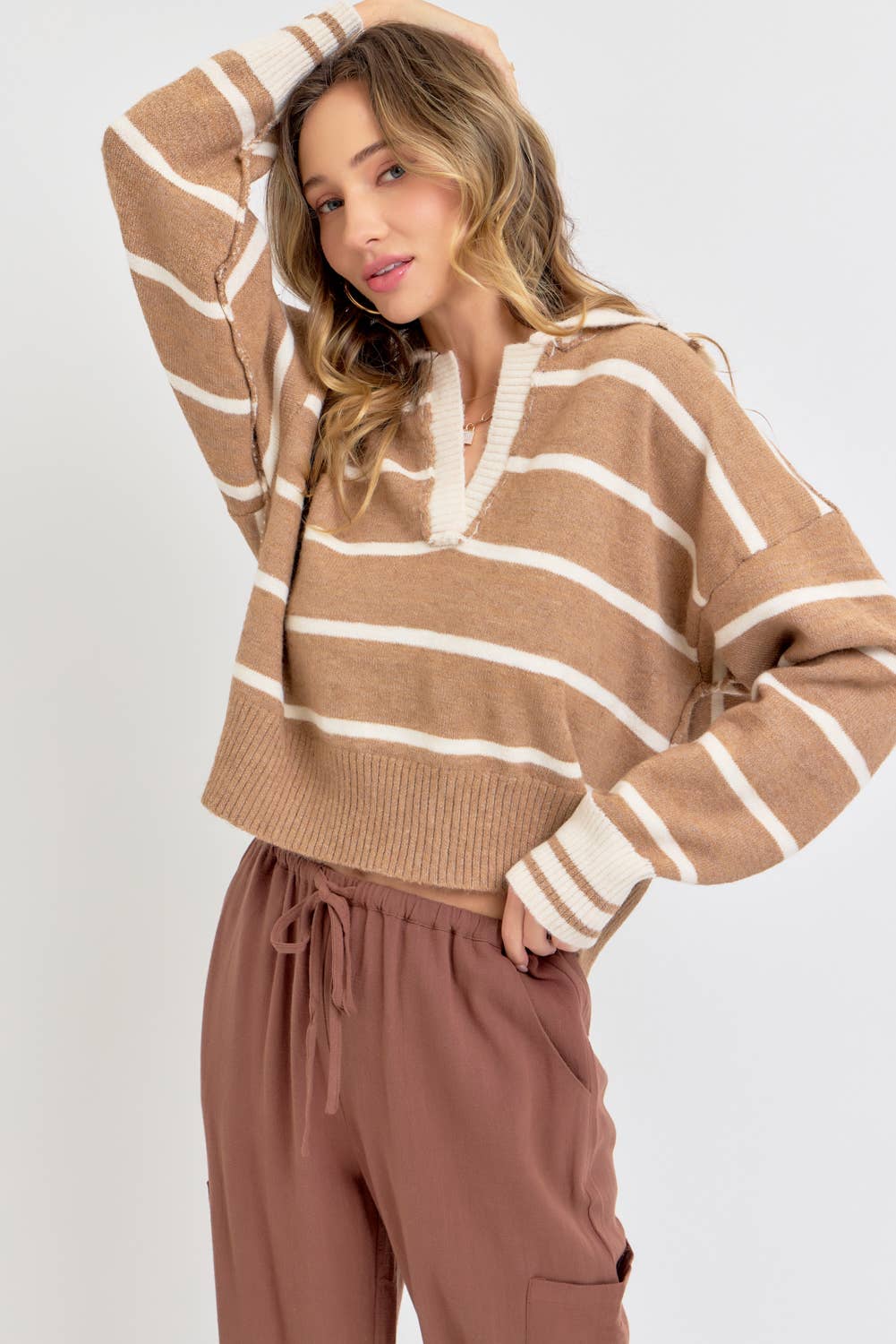 Polo Champ (Mocha/Cream) Stripe Sweater