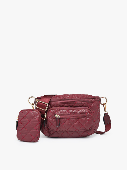 Arianna (Wine) Quilted Belt Bag w/ Pouch