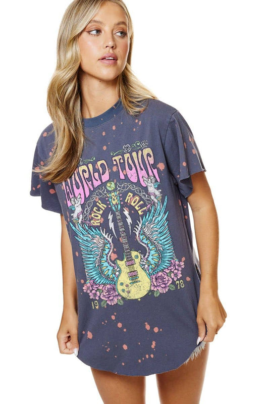 World Tour (Ink) Bleached Cut Hem Tee
