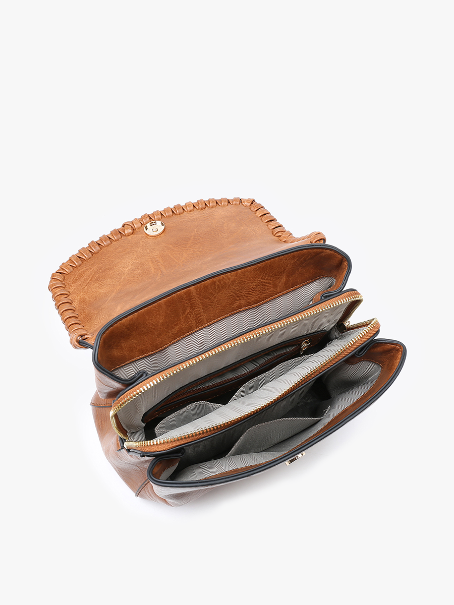 Blossom (Brown) Whipstitch Trim Backpack