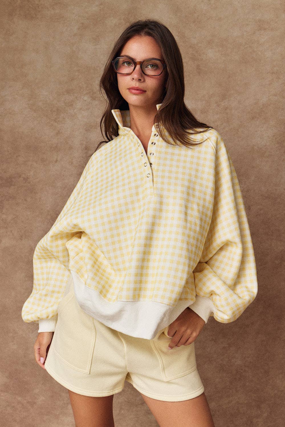 Checked In (Ylw) Gingham Check Pullover