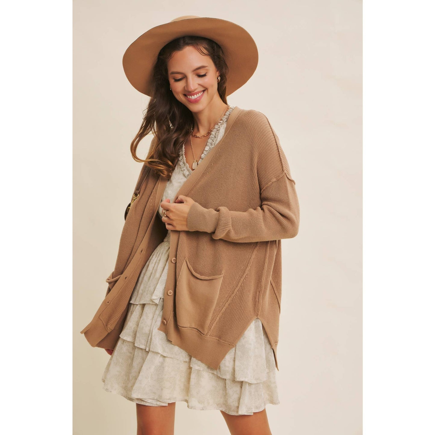 Down To Earth (Tan) Slouchy Cardigan
