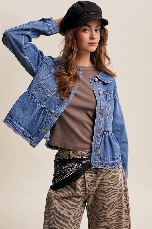 Fresh Look Peplum Hem Denim Jacket
