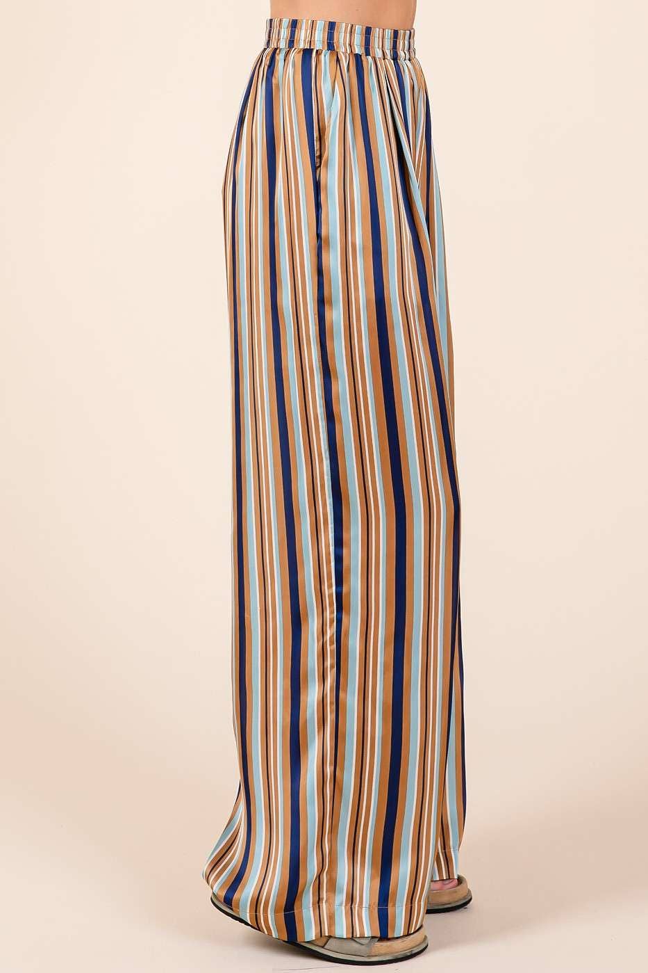 Seeing Stripes (Navy Multi) Satin Pants