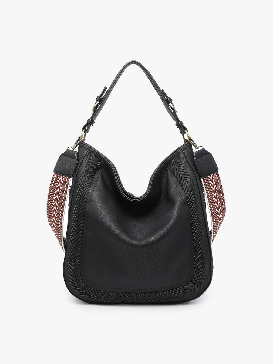 Aris (Black) Whipstitch Crossbody w/ Guitar Strap