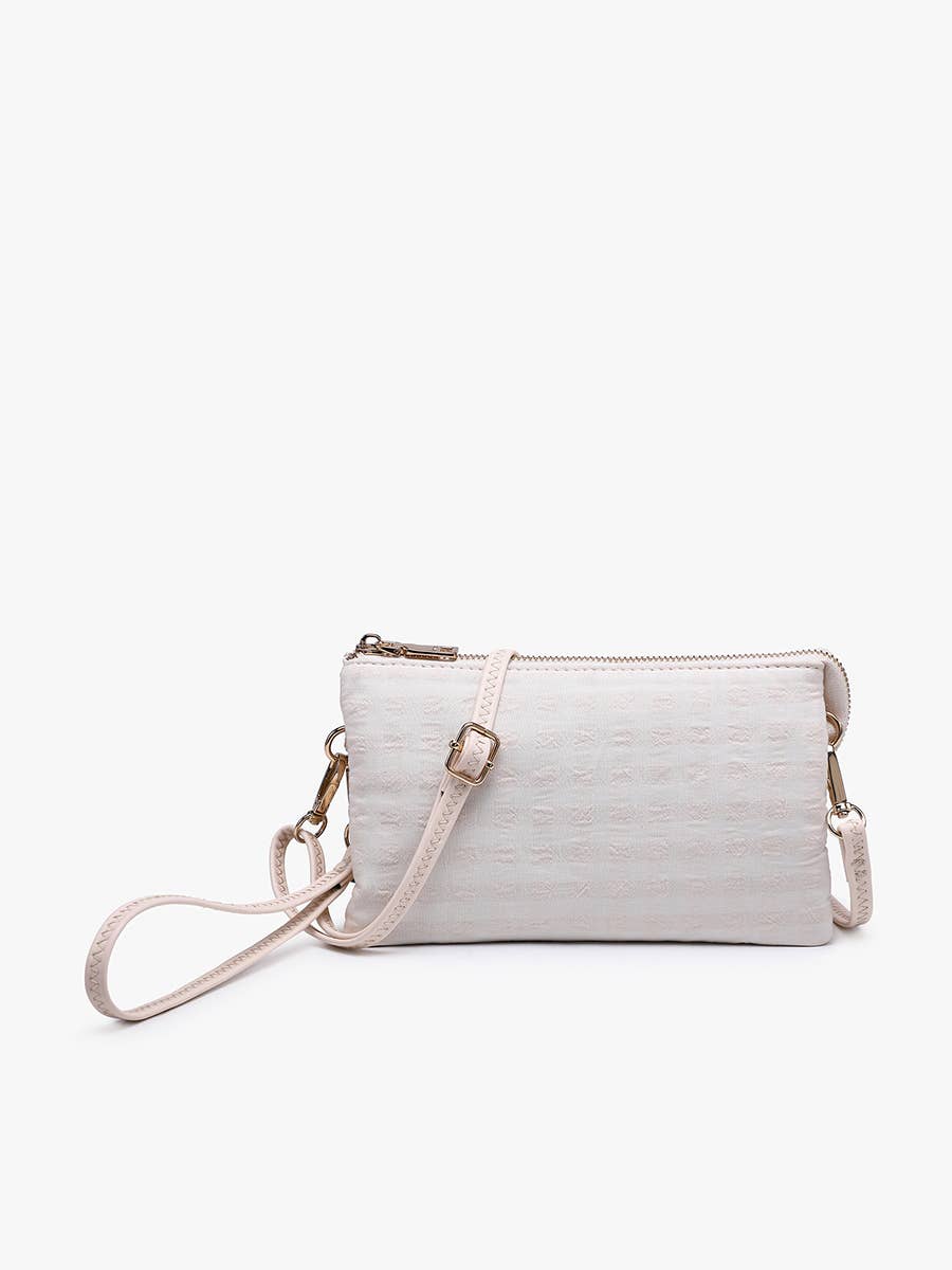 Riley Gingham Crossbody/Wristlet: Off White