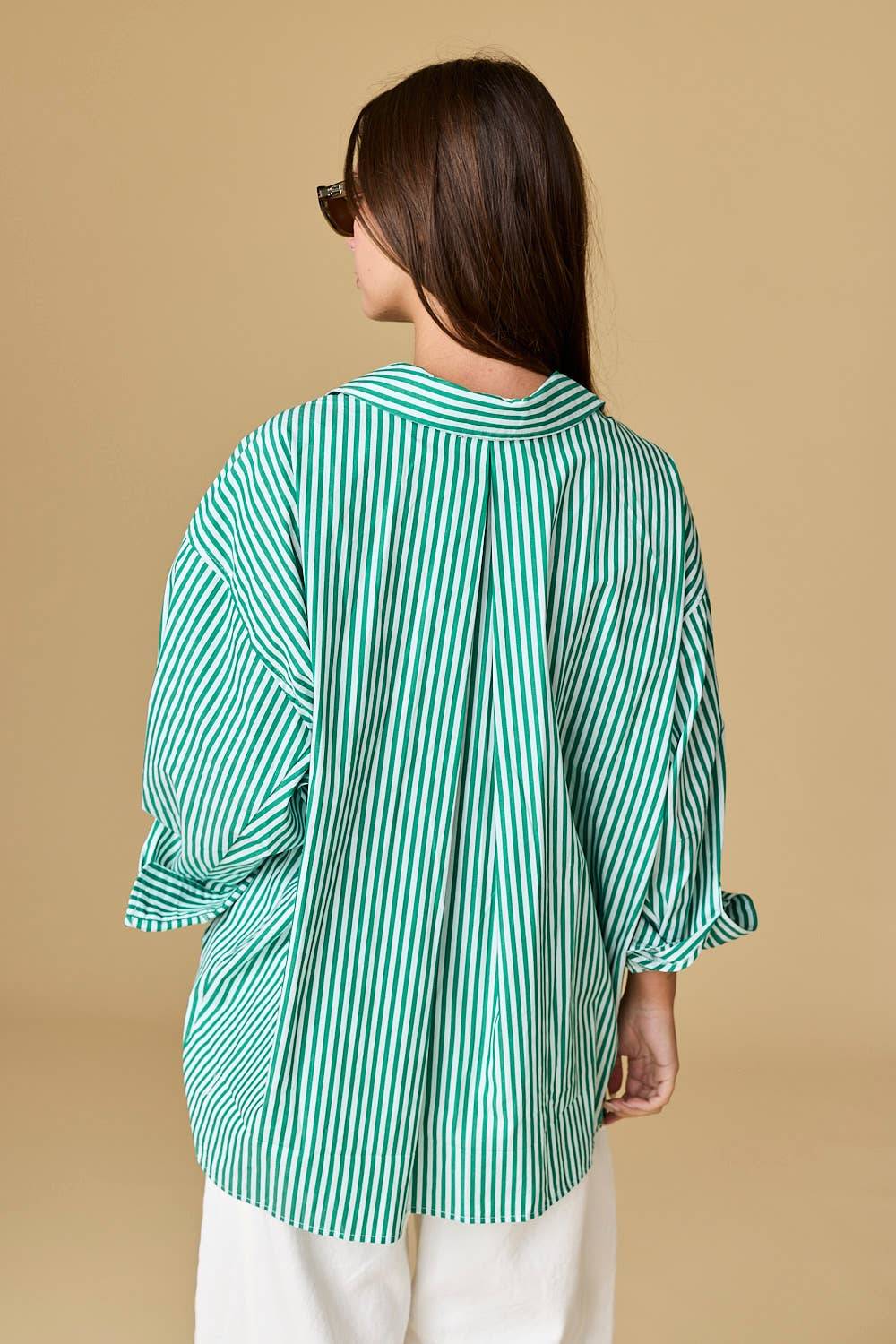 Family Ties (Green) Oversized Stripe Shirt