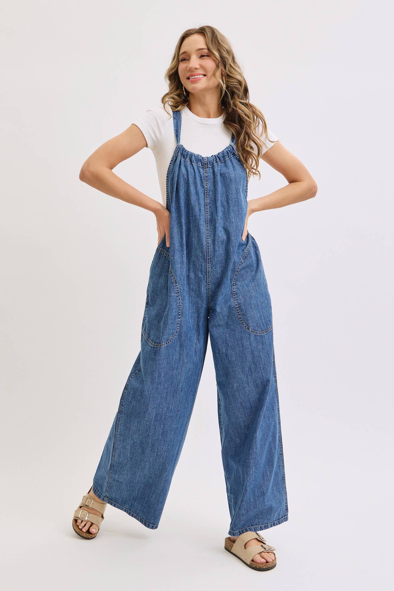 Knot Worried Tie Back Denim Overalls
