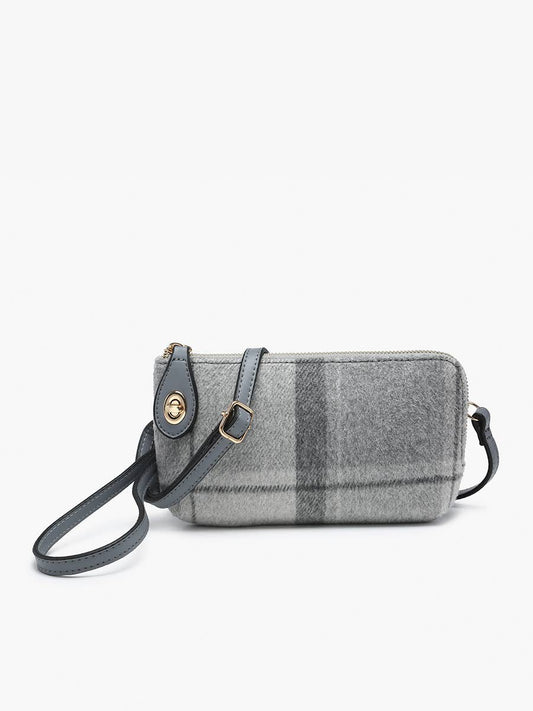 Kendall (Grey) Plaid Crossbody/Wristlet