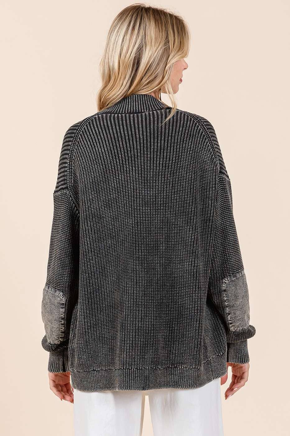 Miles Away (Black) Mineral Wash Cardigan