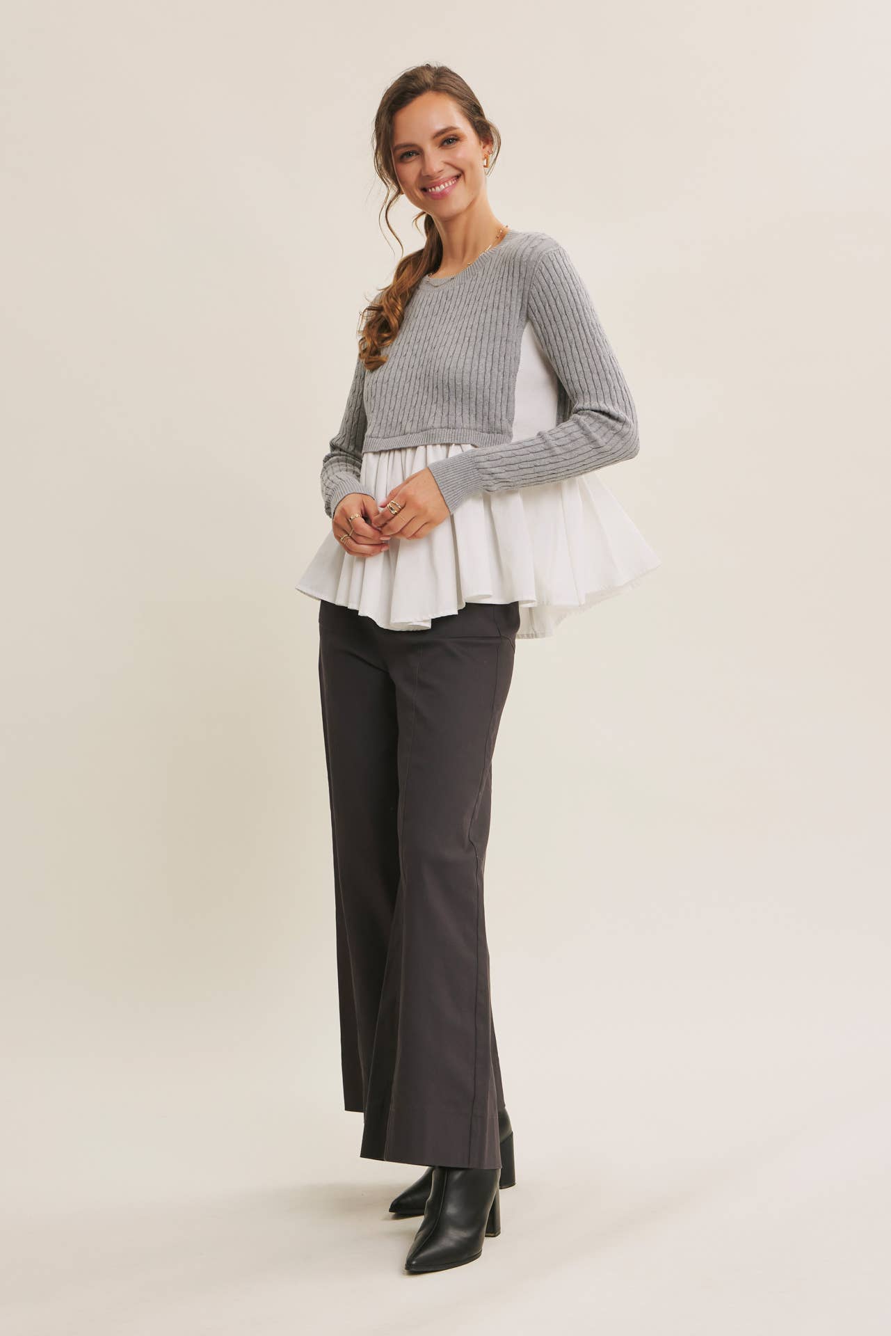 Truly Classic (H Grey) Layered Sweater Top