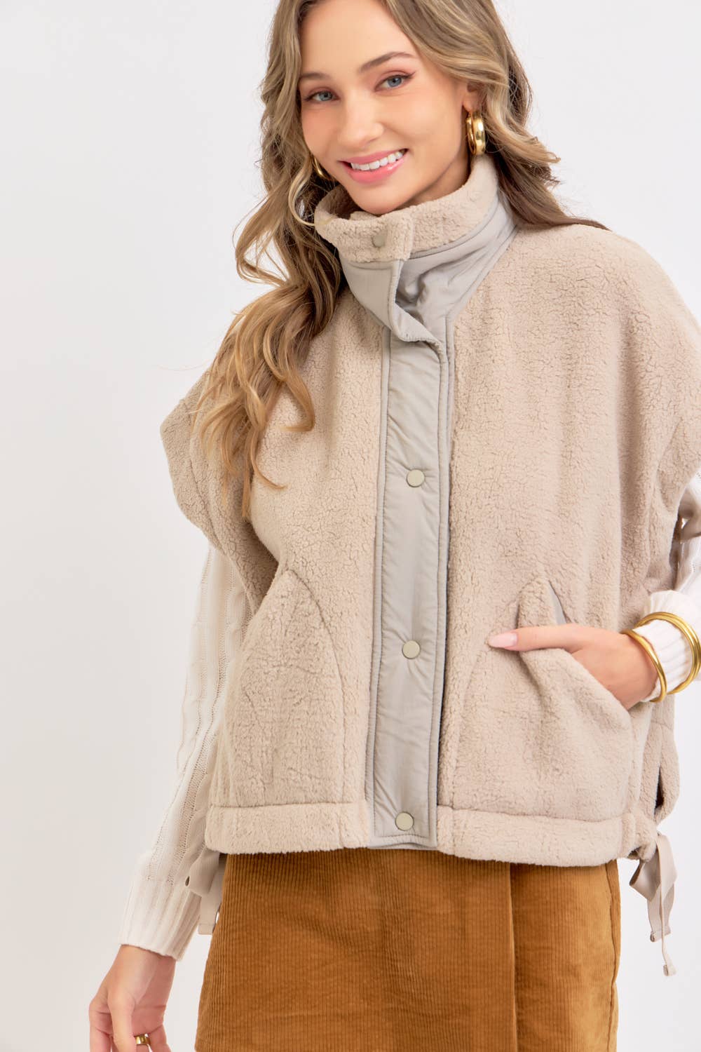 Cool & Collected (Taupe) Fleece Vest