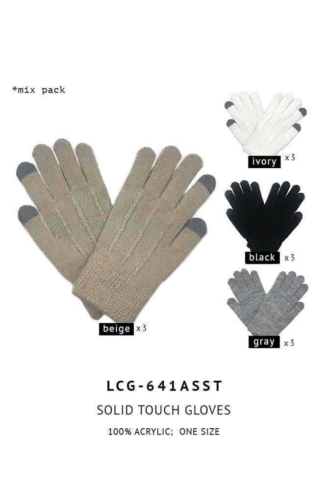 Solid Knitted Touch Screen Gloves
