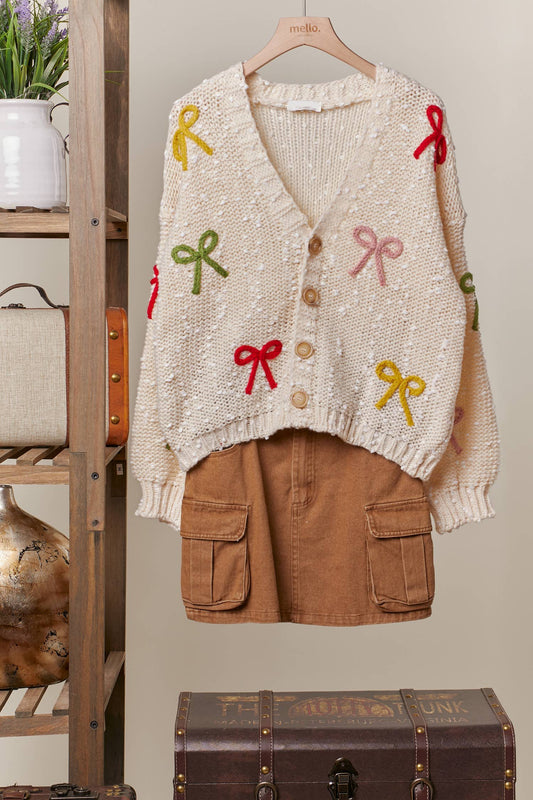 Buttons & Bows Embroidered Cardigan