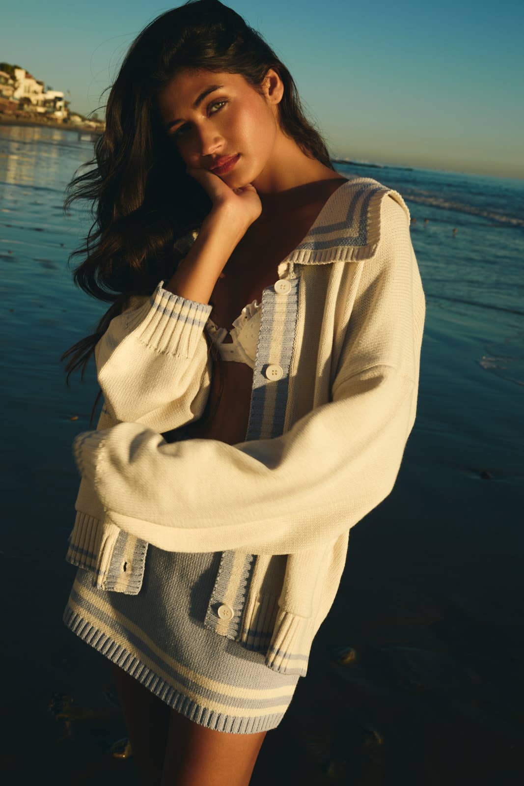 All Hands on Deck Sailor Collared Cardigan