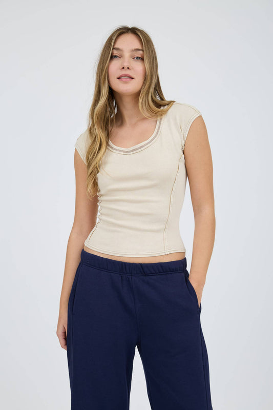 Free Falling (Khaki) Washed SS Top