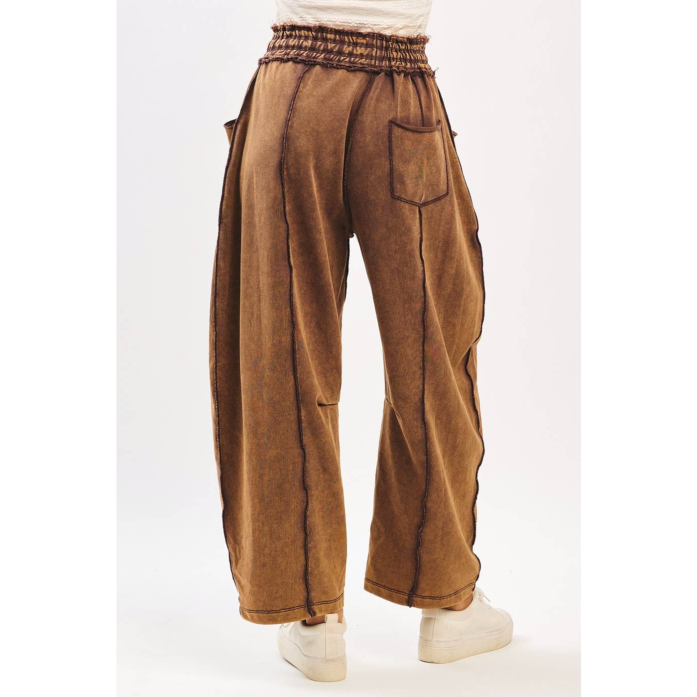 Easy Escape (Brown) Min Wash Barrel Pant