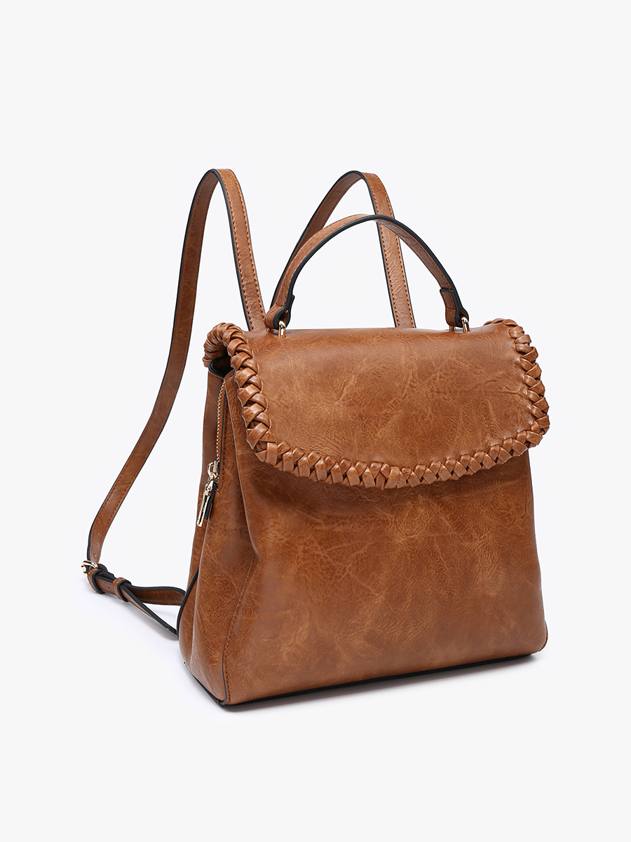 Blossom (Brown) Whipstitch Trim Backpack