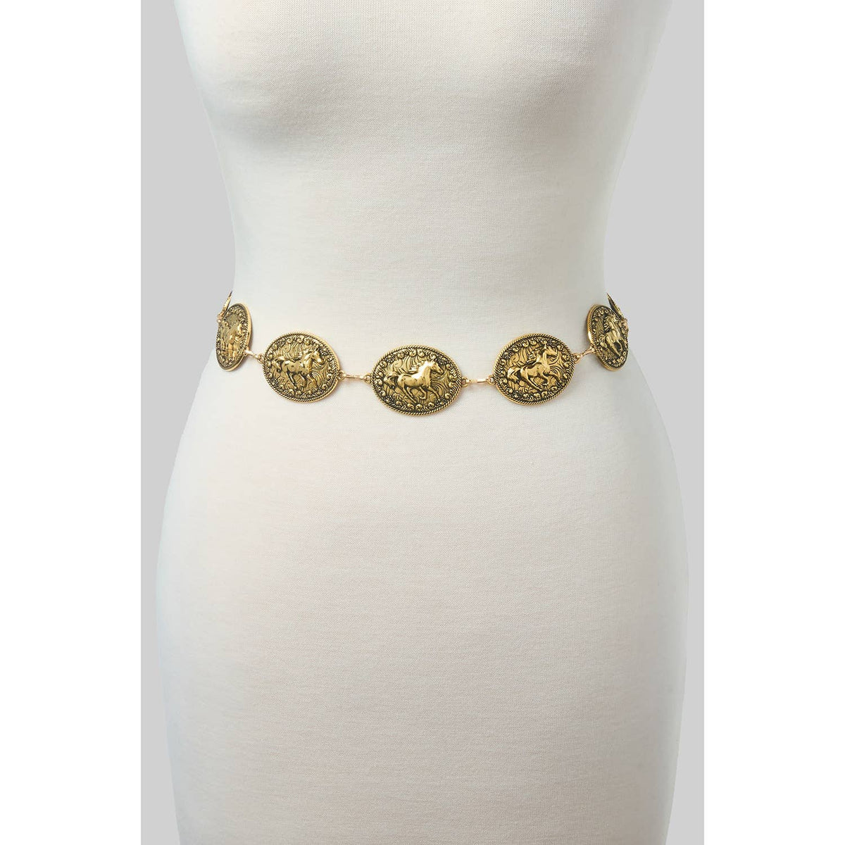 Gold Horse Medallion Chain Belt