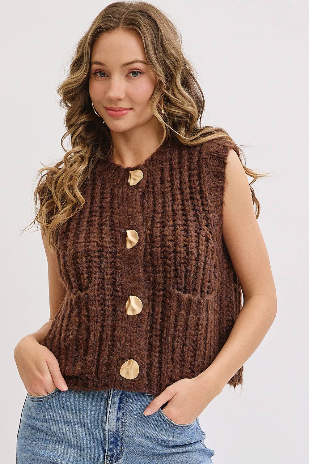 Warm Intentions (Brown) Chunky Knit Vest
