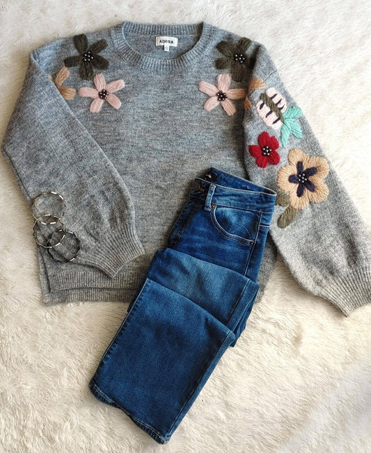 Chic Outing Floral Embroidered Sweater