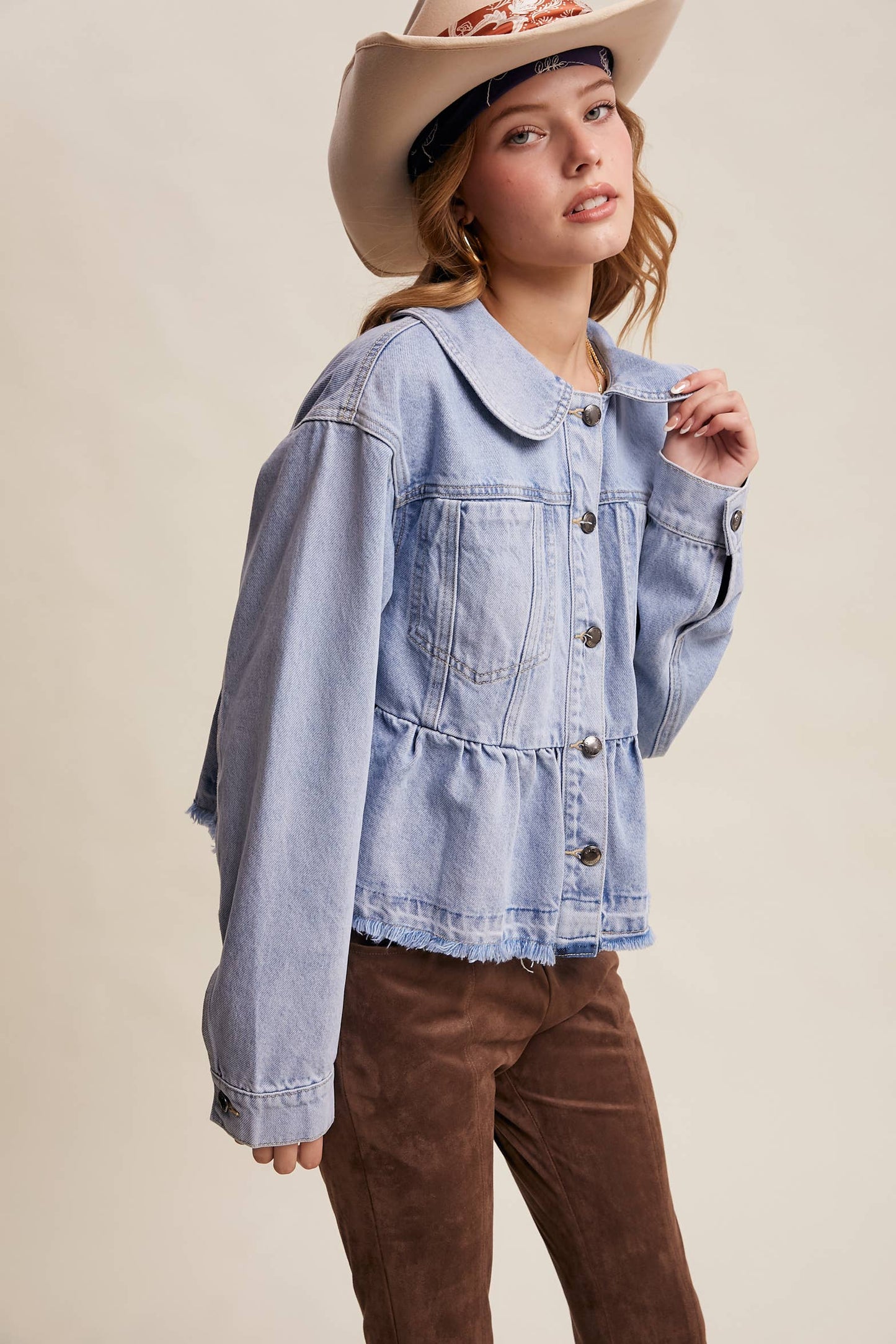 Fresh Look Peplum Hem Denim Jacket