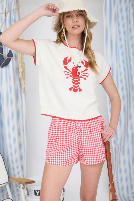 Lovely Lobster Short Sleeve Sweater