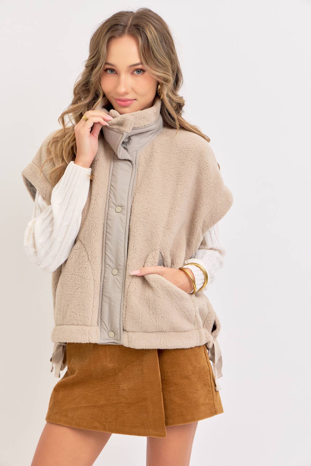 Cool & Collected (Taupe) Fleece Vest