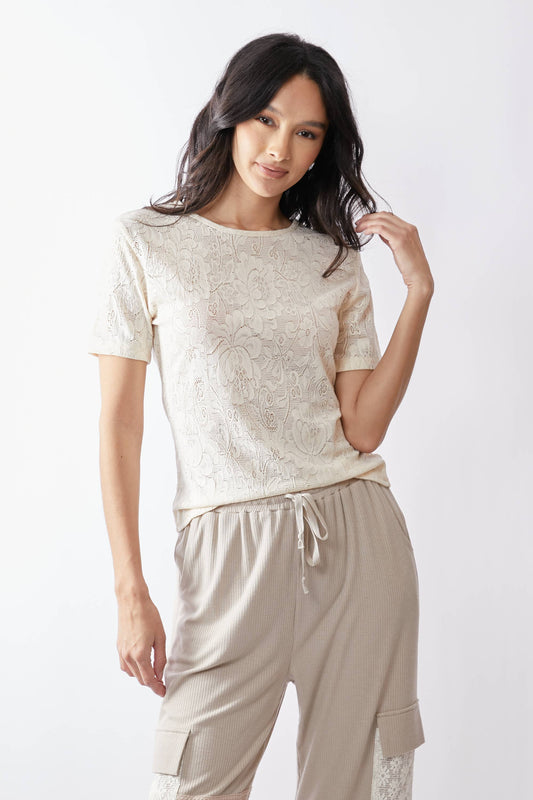 Lovely Lace (Ivory) SS Lace Mesh Shirt