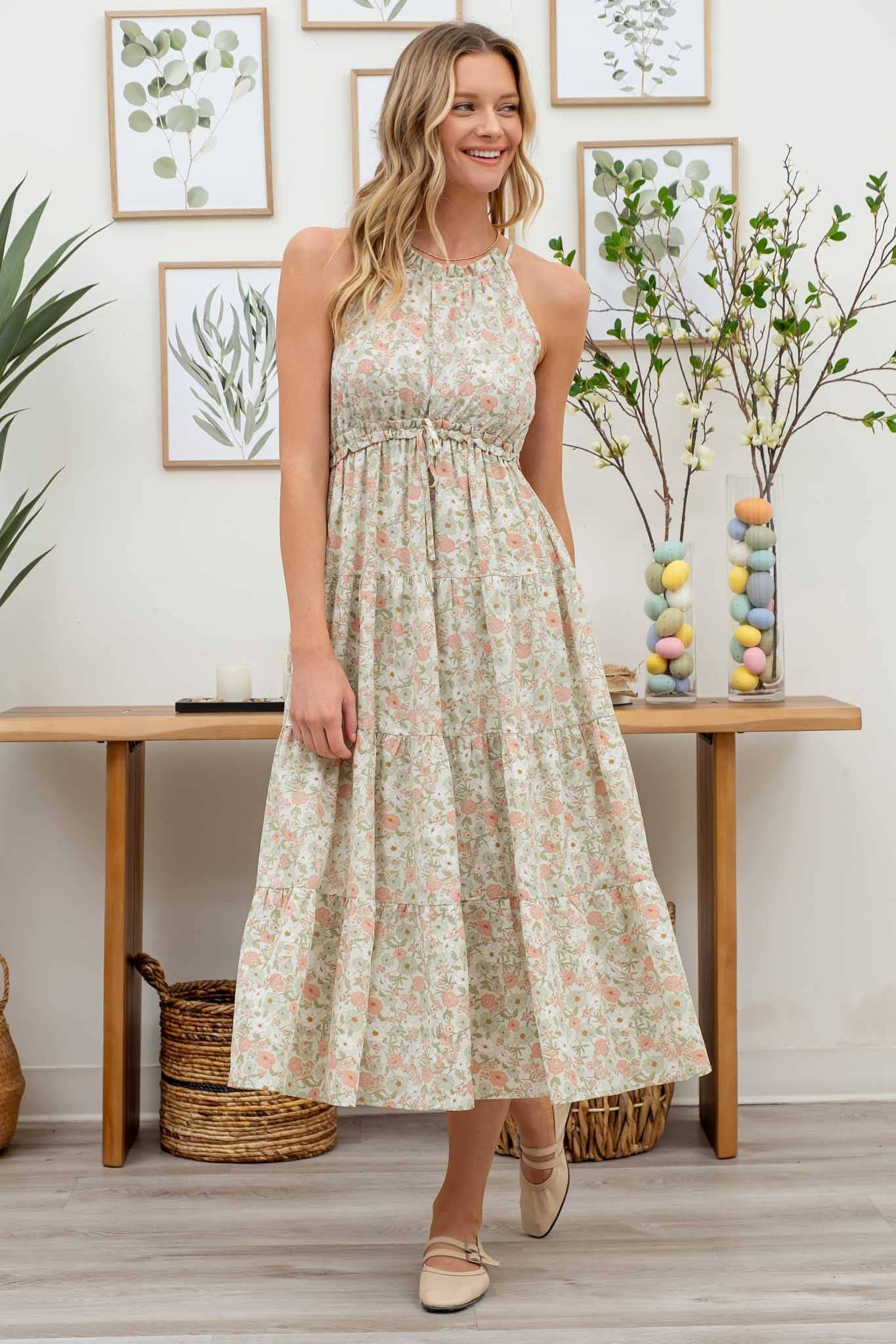 Sweet To Me (Mint) Floral Midi Dress