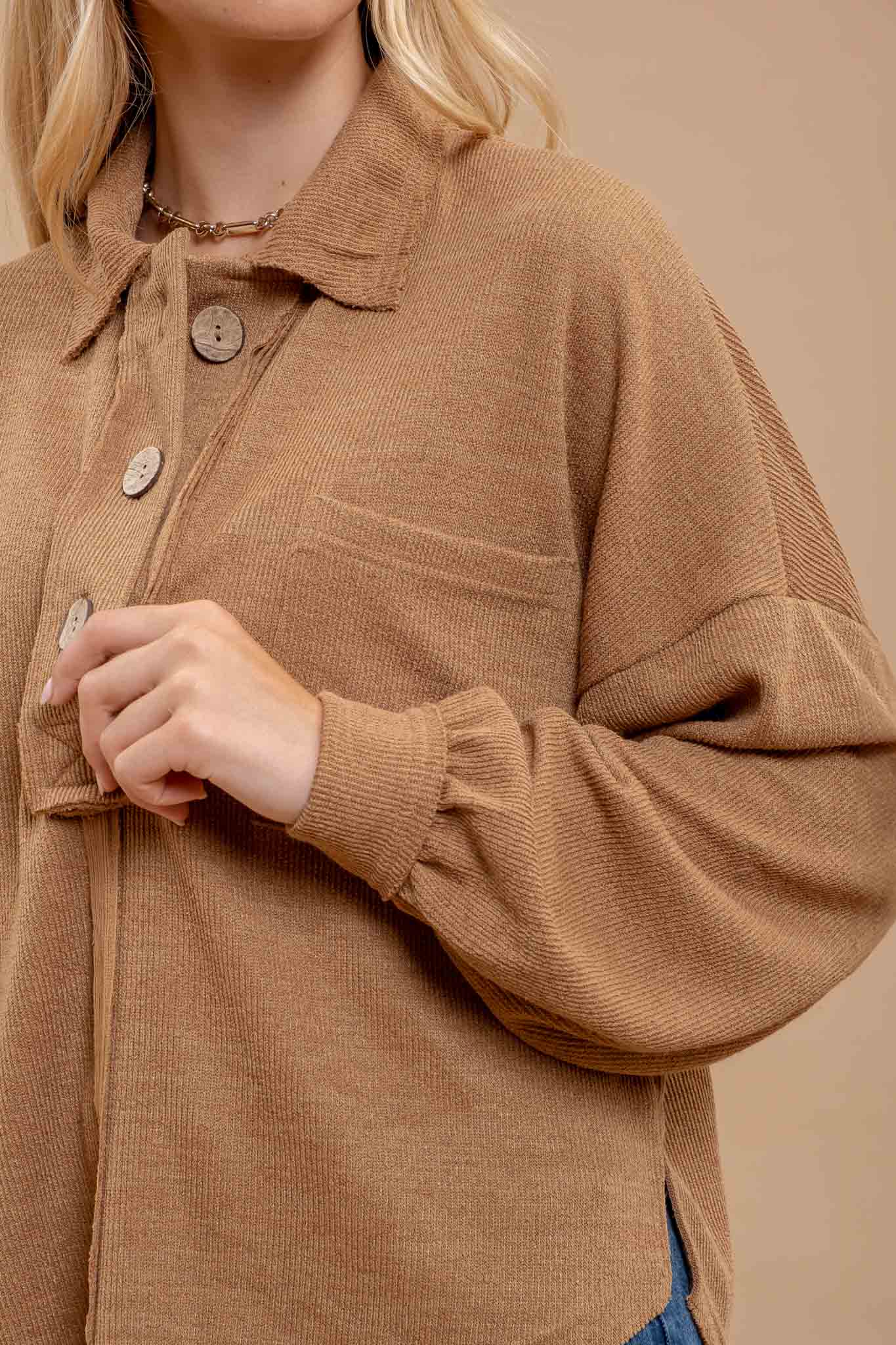 Henley Hills (Almond) Raw Edge Top