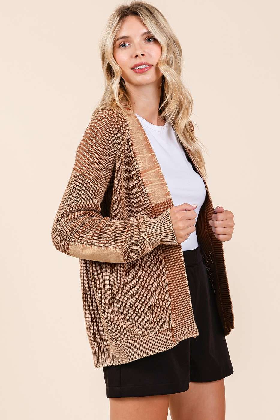 Miles Away (Camel) Mineral Wash Cardigan