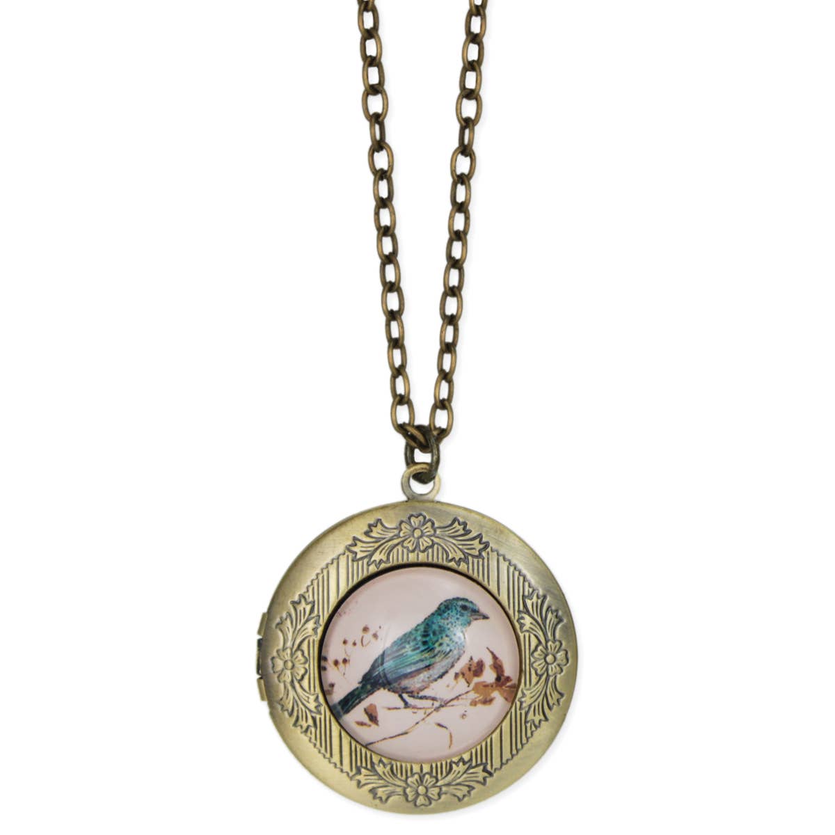 Vintage Bird Gold Locket Necklace